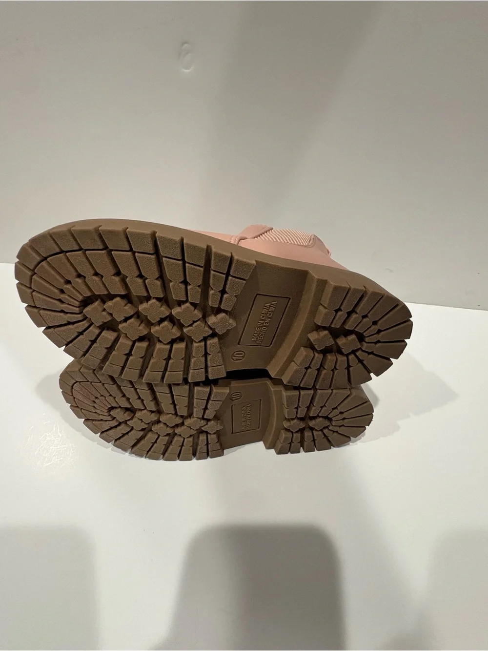 Old Navy Pink Chelsea Lug Booties with Brown Sole